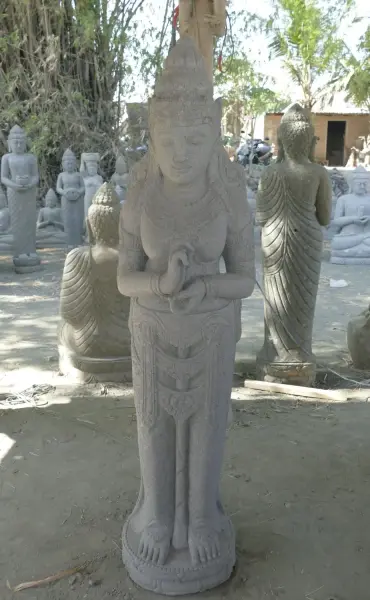 Product image 2 of the product “Standing Dewi Sri, position greetings turning the wheel ,160cm high riverstone grey ”